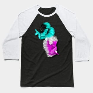 Betta Fish Duo, black & teal, white & pink Baseball T-Shirt